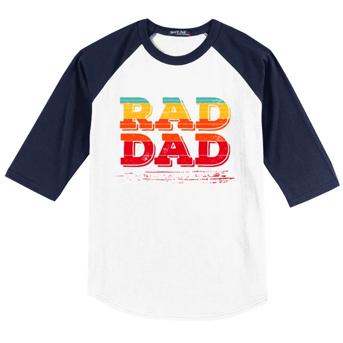 Retro Vintage Rad Dad Funny Gift Baseball Sleeve Shirt