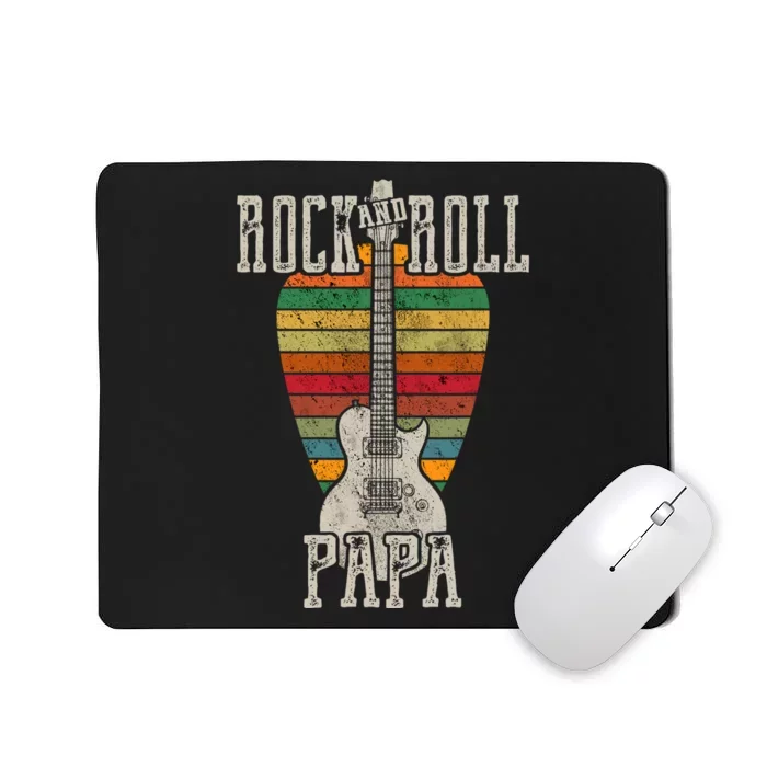 Retro Vintage Rock And Roll Papa Guitar Fathers Day Mousepad