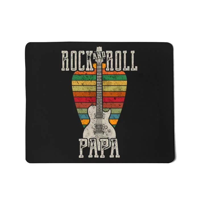 Retro Vintage Rock And Roll Papa Guitar Fathers Day Mousepad