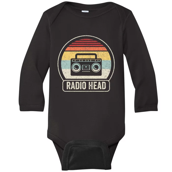 Retro Vintage Radio Head Baby Long Sleeve Bodysuit