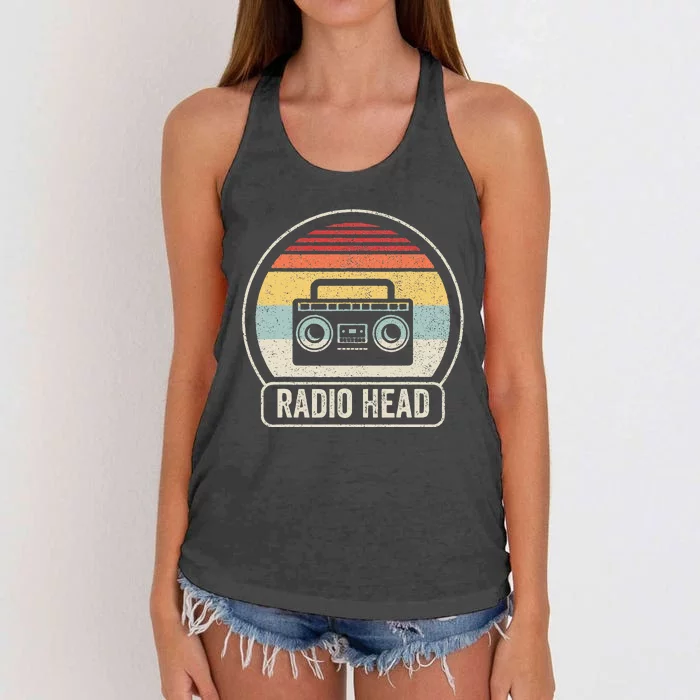 Retro Vintage Radio Head Women's Knotted Racerback Tank