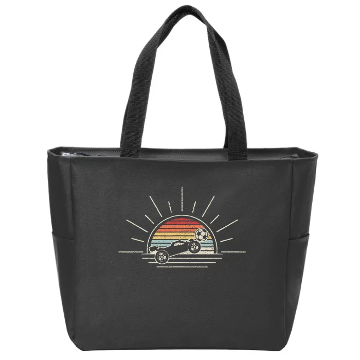 Retro Vintage Rocket Soccer Car Zip Tote Bag