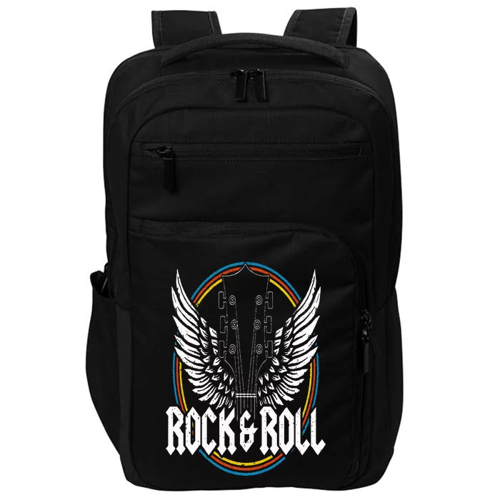 Retro Vintage Rock & Roll Guitar Wings Music Concert Band Impact Tech Backpack