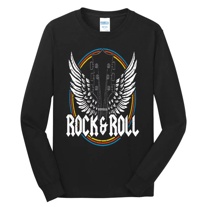 Retro Vintage Rock & Roll Guitar Wings Music Concert Band Tall Long Sleeve T-Shirt