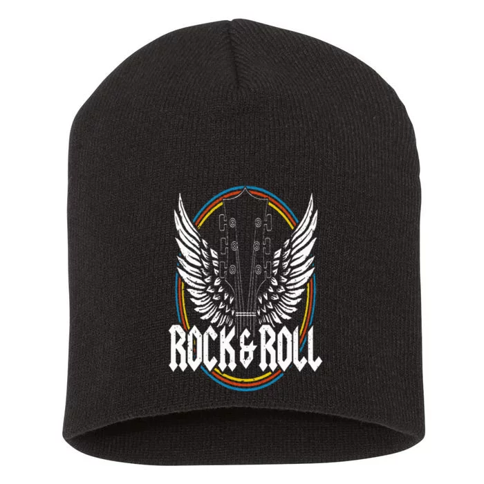 Retro Vintage Rock & Roll Guitar Wings Music Concert Band Short Acrylic Beanie