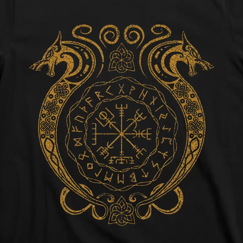 Retro Viking Runes Symbols Norse Compass Valhalla Mythology T-Shirt