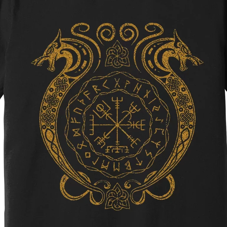 Retro Viking Runes Symbols Norse Compass Valhalla Mythology Premium T-Shirt