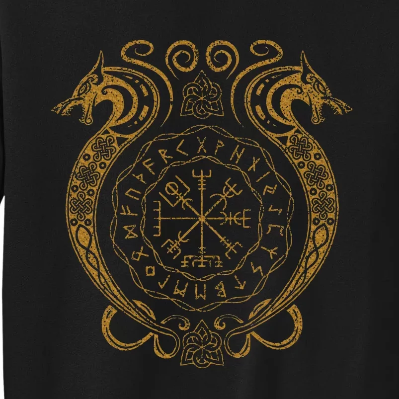 Retro Viking Runes Symbols Norse Compass Valhalla Mythology Tall Sweatshirt