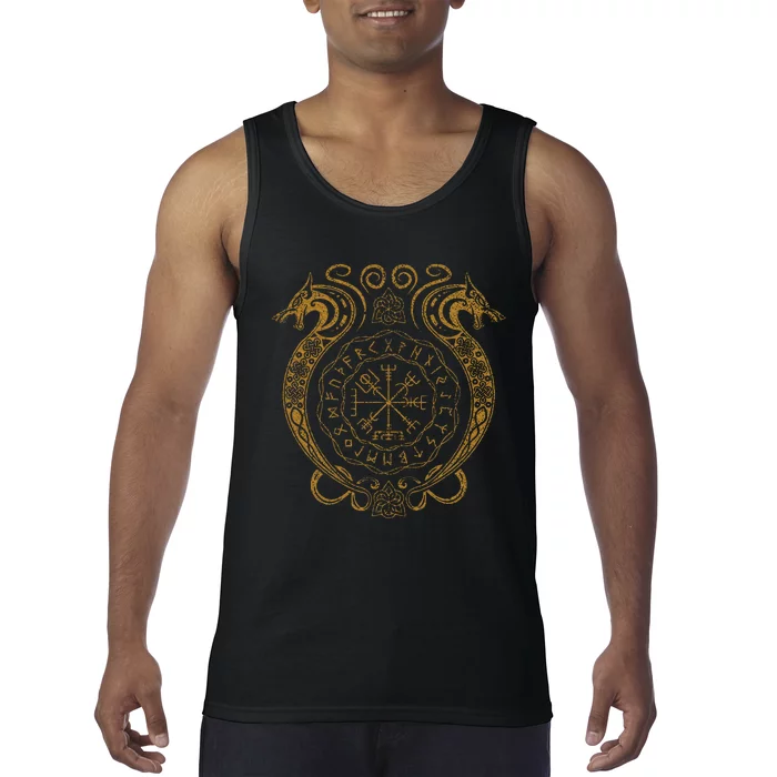 Retro Viking Runes Symbols Norse Compass Valhalla Mythology Tank Top