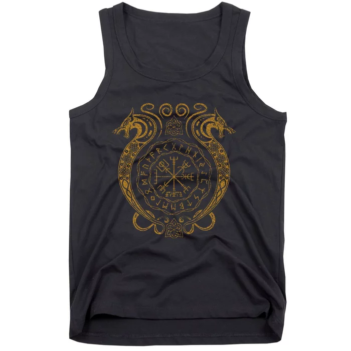 Retro Viking Runes Symbols Norse Compass Valhalla Mythology Tank Top