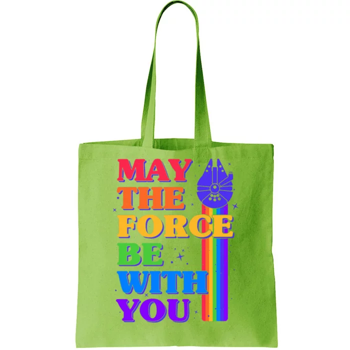 Retro Vintage Rainbow May The 4th May The Force Be With You Tote Bag