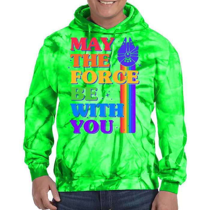 Retro Vintage Rainbow May The 4th May The Force Be With You Tie Dye Hoodie