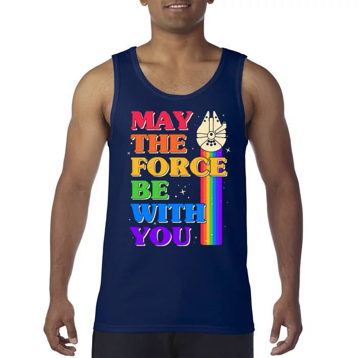 Retro Vintage Rainbow May The 4th May The Force Be With You Tank Top