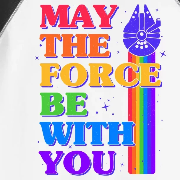 Retro Vintage Rainbow May The 4th May The Force Be With You Toddler Fine Jersey T-Shirt