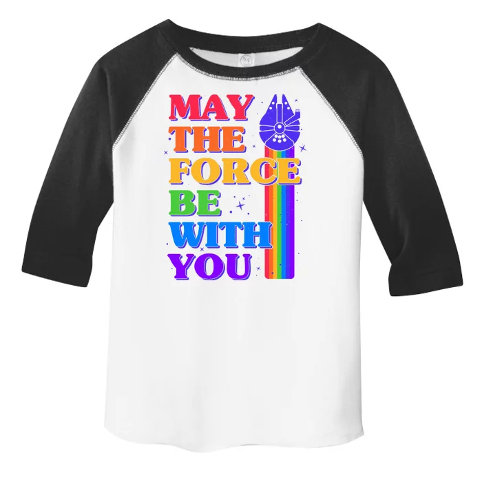 Retro Vintage Rainbow May The 4th May The Force Be With You Toddler Fine Jersey T-Shirt