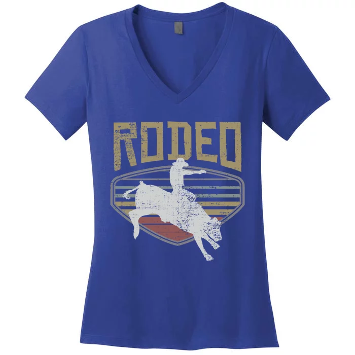 Rodeo Vintage Retro Style Bull Riding Gift Cute Gift Women's V-Neck T-Shirt