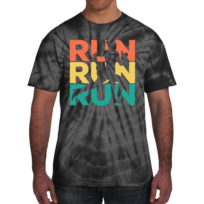 Retro Vintage Running Gift For Runners Tie-Dye T-Shirt