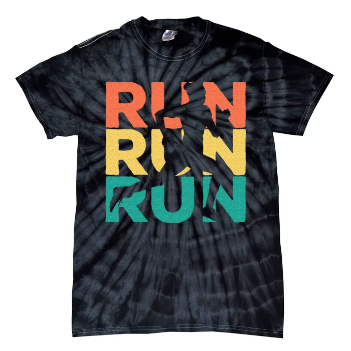 Retro Vintage Running Gift For Runners Tie-Dye T-Shirt