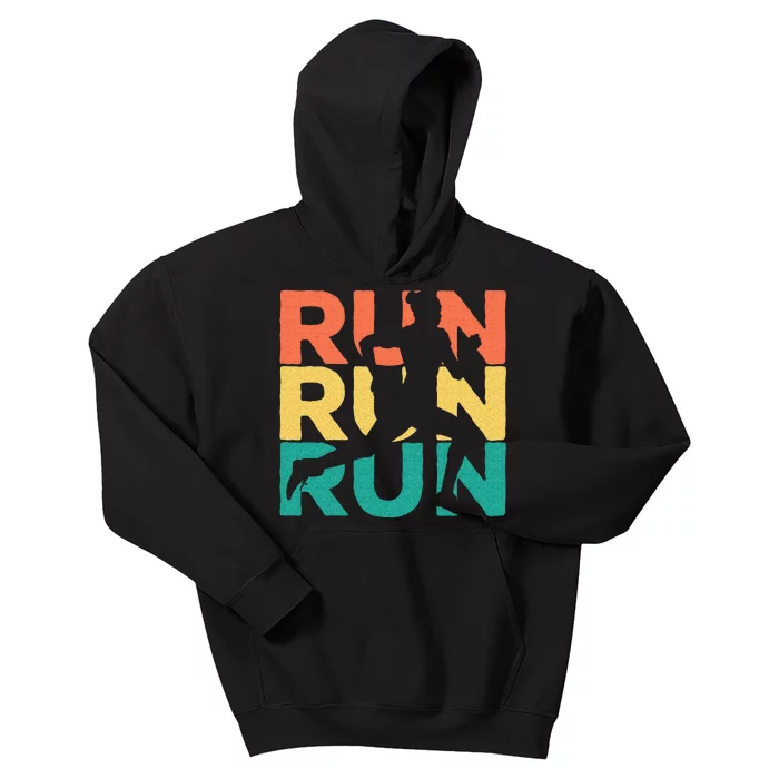 Retro Vintage Running Gift For Runners Kids Hoodie