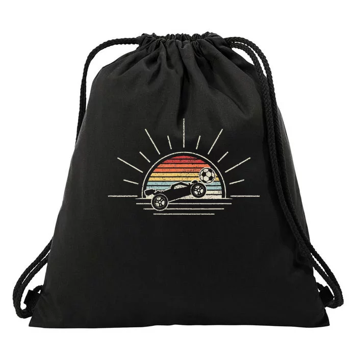 Retro Vintage Rocket Soccer Car Drawstring Bag