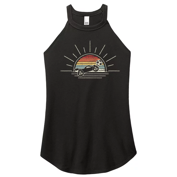 Retro Vintage Rocket Soccer Car Women’s Perfect Tri Rocker Tank