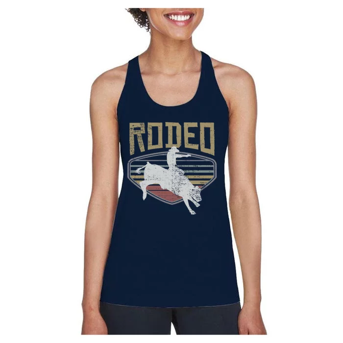 Rodeo Vintage Retro Style Bull Riding Gift Women's Racerback Tank