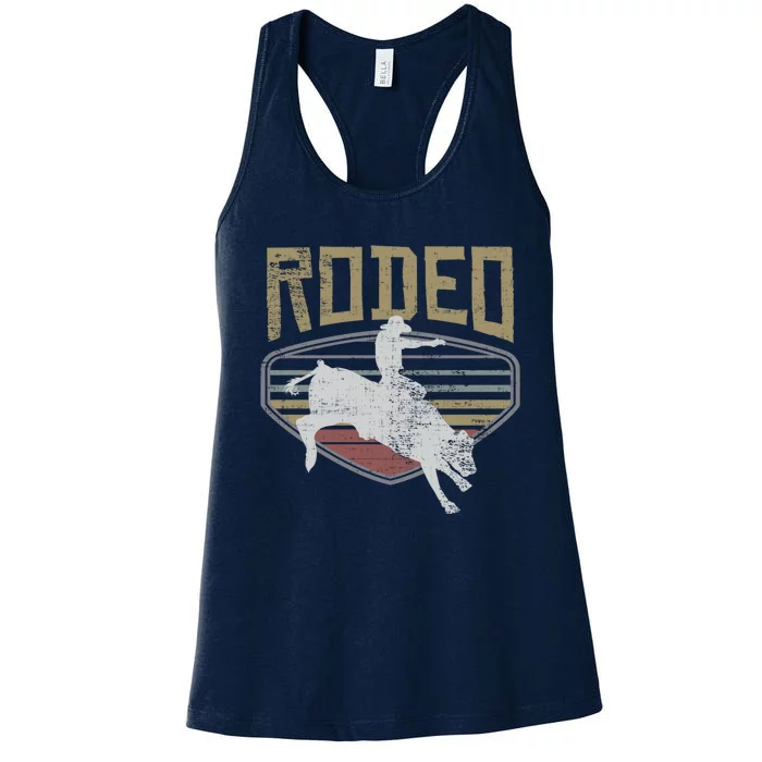 Rodeo Vintage Retro Style Bull Riding Gift Women's Racerback Tank