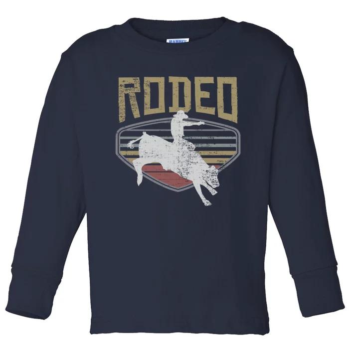 Rodeo Vintage Retro Style Bull Riding Gift Toddler Long Sleeve Shirt