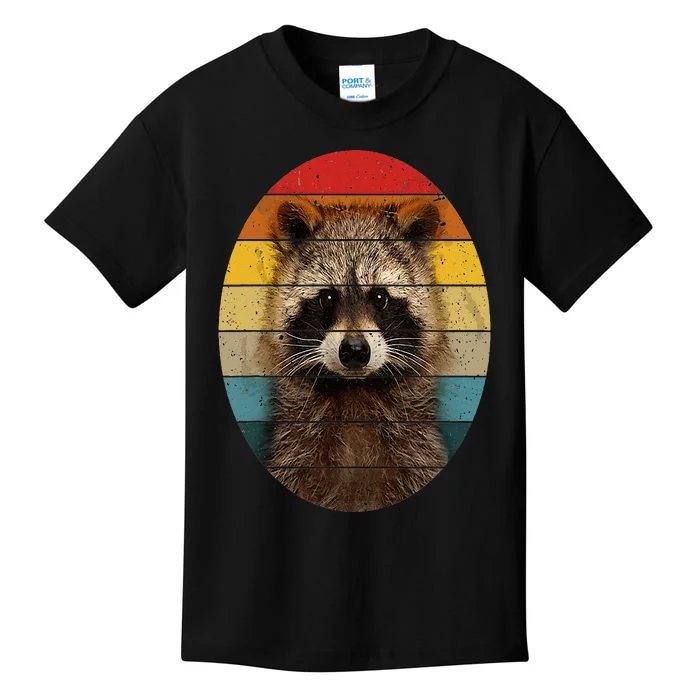 Retro Vintage Raccoon Sunset Cute Baby Raccoon Kids T-Shirt