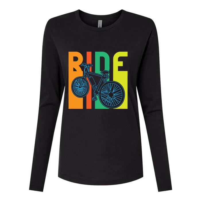 Ride Vintage Retro Biker Lover Gift Road Cyling Womens Cotton Relaxed Long Sleeve T-Shirt