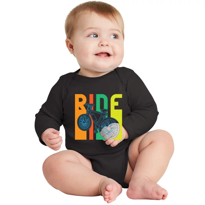 Ride Vintage Retro Biker Lover Gift Road Cyling Baby Long Sleeve Bodysuit