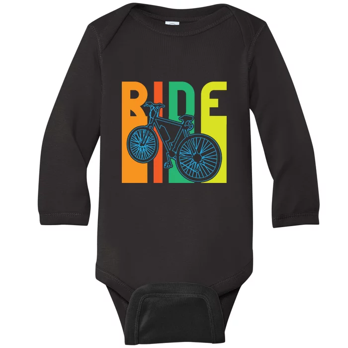 Ride Vintage Retro Biker Lover Gift Road Cyling Baby Long Sleeve Bodysuit