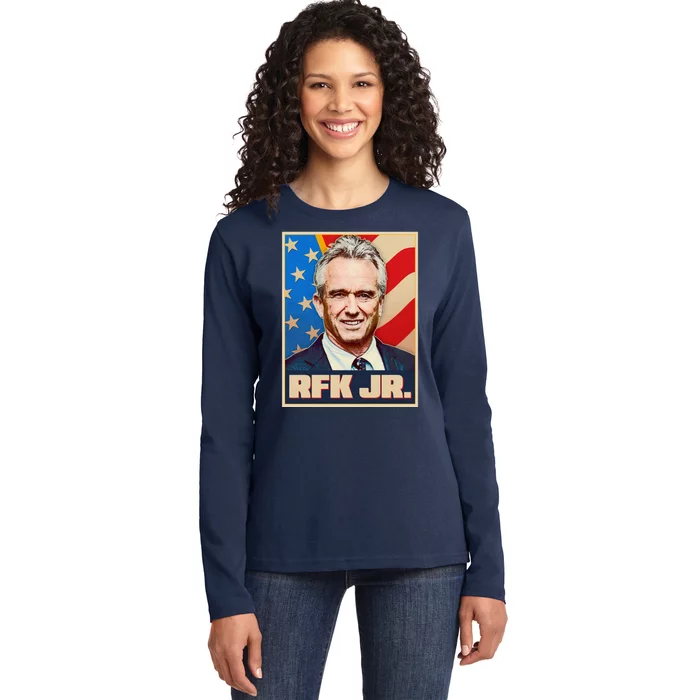 Retro Vintage RFK Jr. Election Poster Robert F. Kennedy Jr. Ladies Long Sleeve Shirt