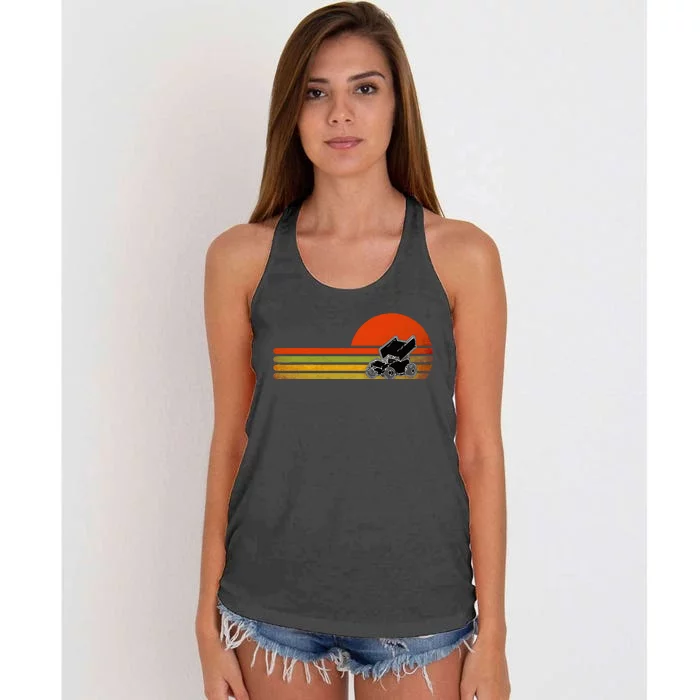 Retro Vintage Sprint Car Dirt Track Racing Distressed Women's Knotted Racerback Tank