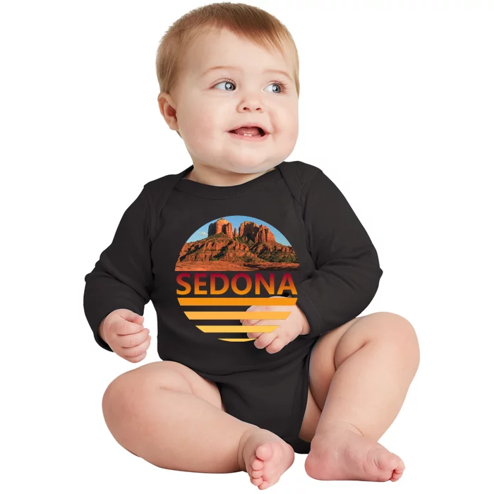 Retro Vintage Sedona Arizona Az Sunset Gift Baby Long Sleeve Bodysuit