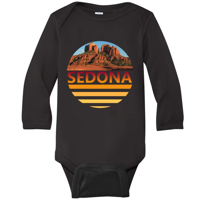 Retro Vintage Sedona Arizona Az Sunset Gift Baby Long Sleeve Bodysuit