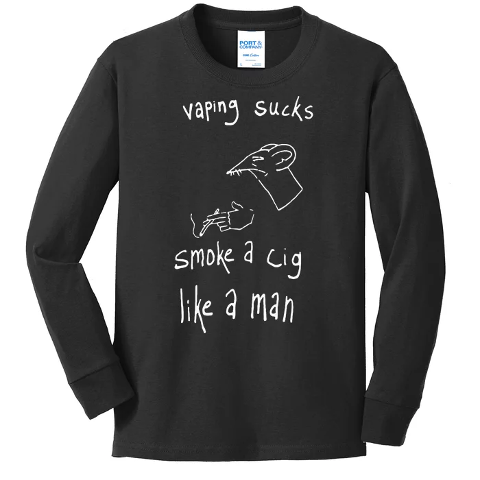 Rat Vaping Sucks Smoke A Cig Like A Man Kids Long Sleeve Shirt