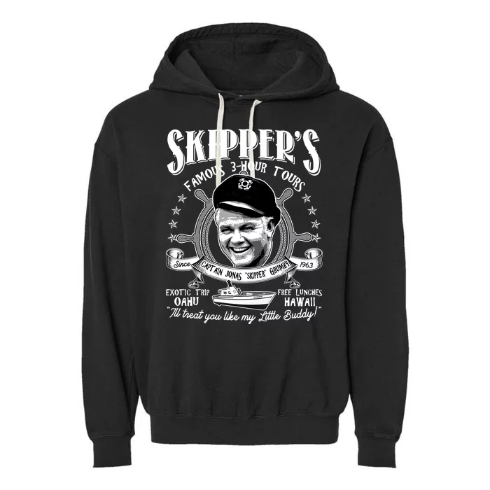 Retro Vintage Skipper's Famous 3Hour Tours Garment-Dyed Fleece Hoodie