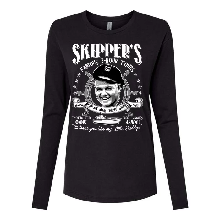 Retro Vintage Skipper's Famous 3Hour Tours Womens Cotton Relaxed Long Sleeve T-Shirt