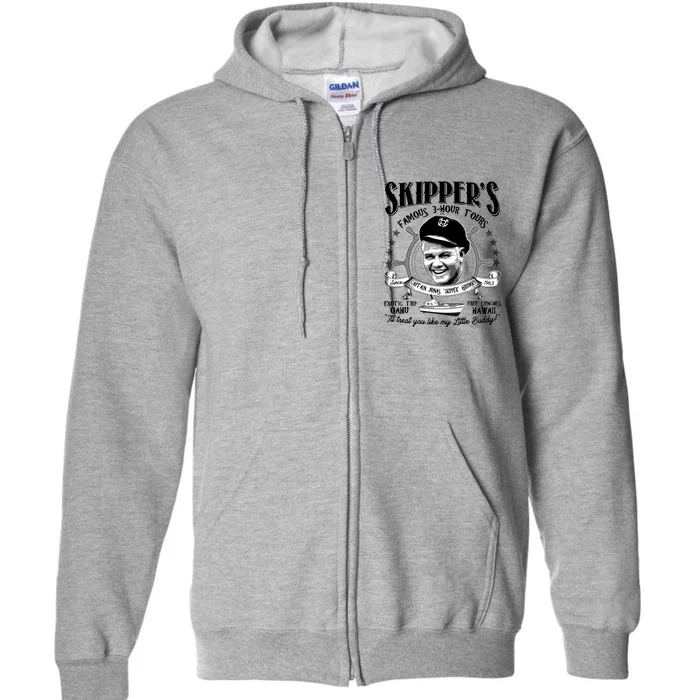 Retro Vintage Skipper's Famous 3Hour Tours Full Zip Hoodie