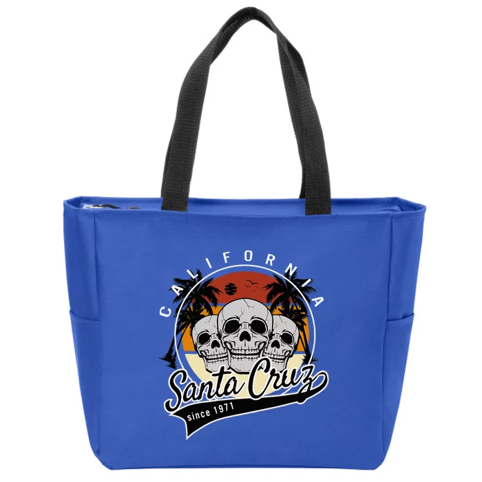 Retro Vintage Santa Cruz California Skull Street Wear Zip Tote Bag