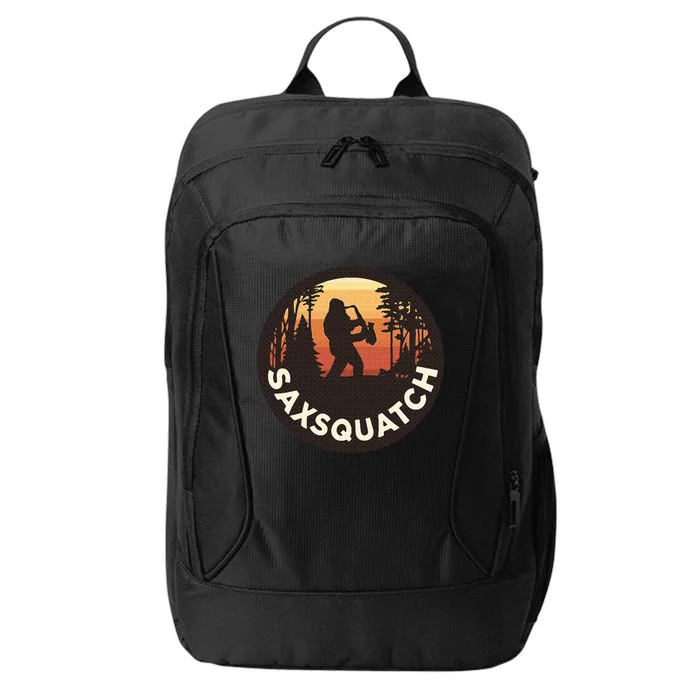 Retro Vintage Sax Squatch Yeti Bigfoot Playing Saxophone City Backpack