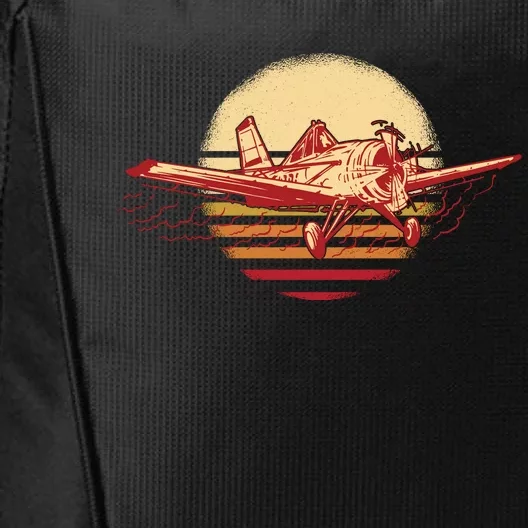 Retro Vintage Sunset Airplane City Backpack