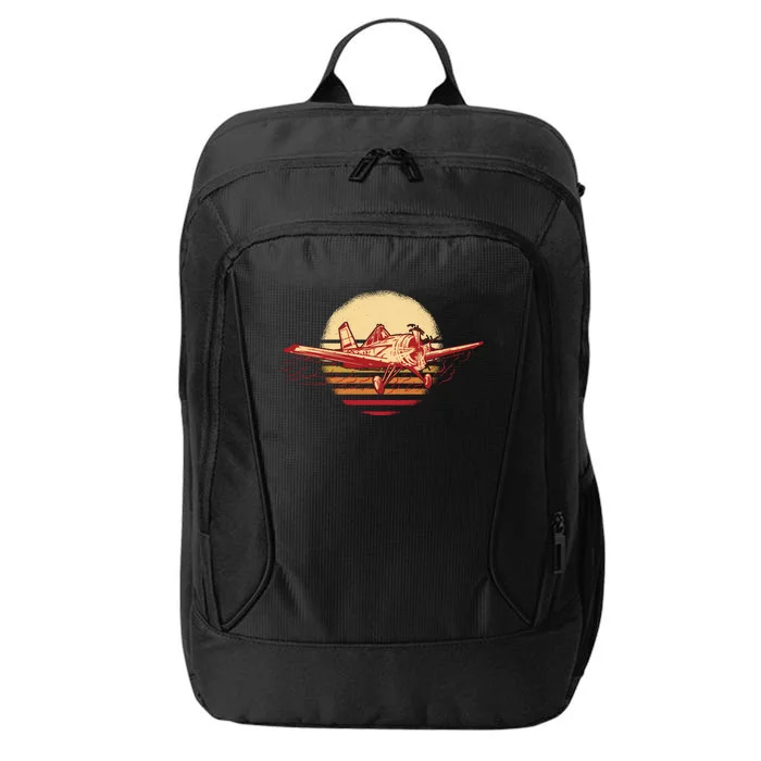 Retro Vintage Sunset Airplane City Backpack