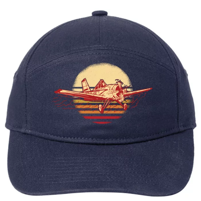 Retro Vintage Sunset Airplane 7-Panel Snapback Hat