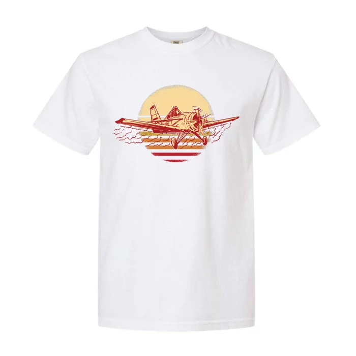 Retro Vintage Sunset Airplane Garment-Dyed Heavyweight T-Shirt