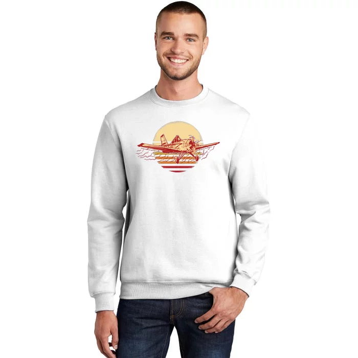 Retro Vintage Sunset Airplane Sweatshirt