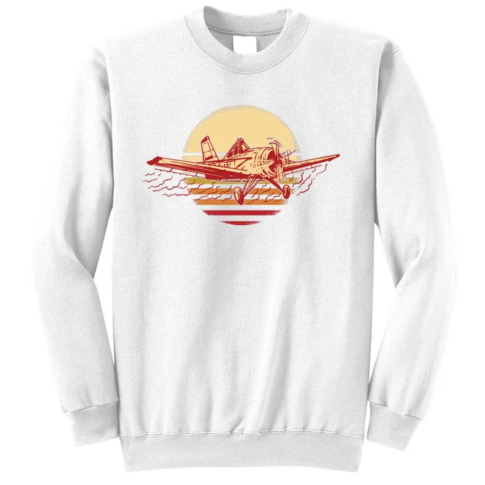 Retro Vintage Sunset Airplane Sweatshirt