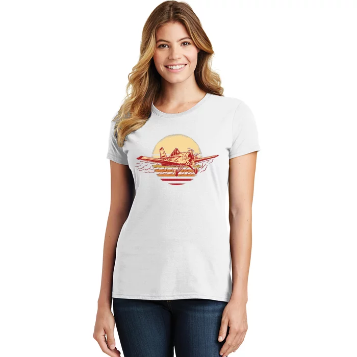 Retro Vintage Sunset Airplane Women's T-Shirt