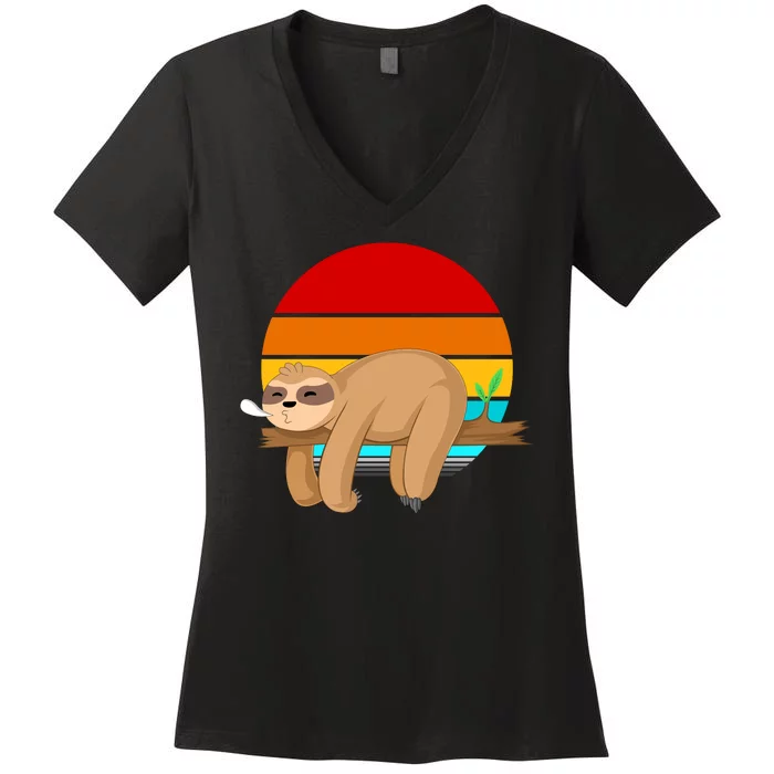 Retro Vintage Sloth Women's V-Neck T-Shirt